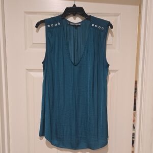 Jennifer Lopez Teal Sleeveless Blouse with Grommet Accents